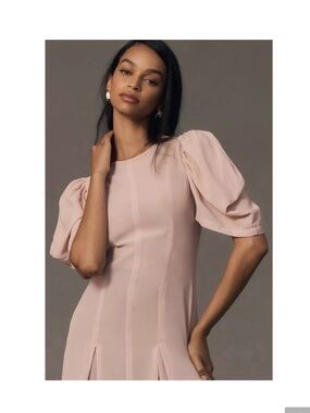 Anthropologie Modern Midi Dress in Blush Pink size 8